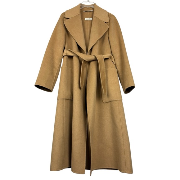Max Mara S Wool Belted Wrap Patch Pocket Coat - Picture 2 of 8
